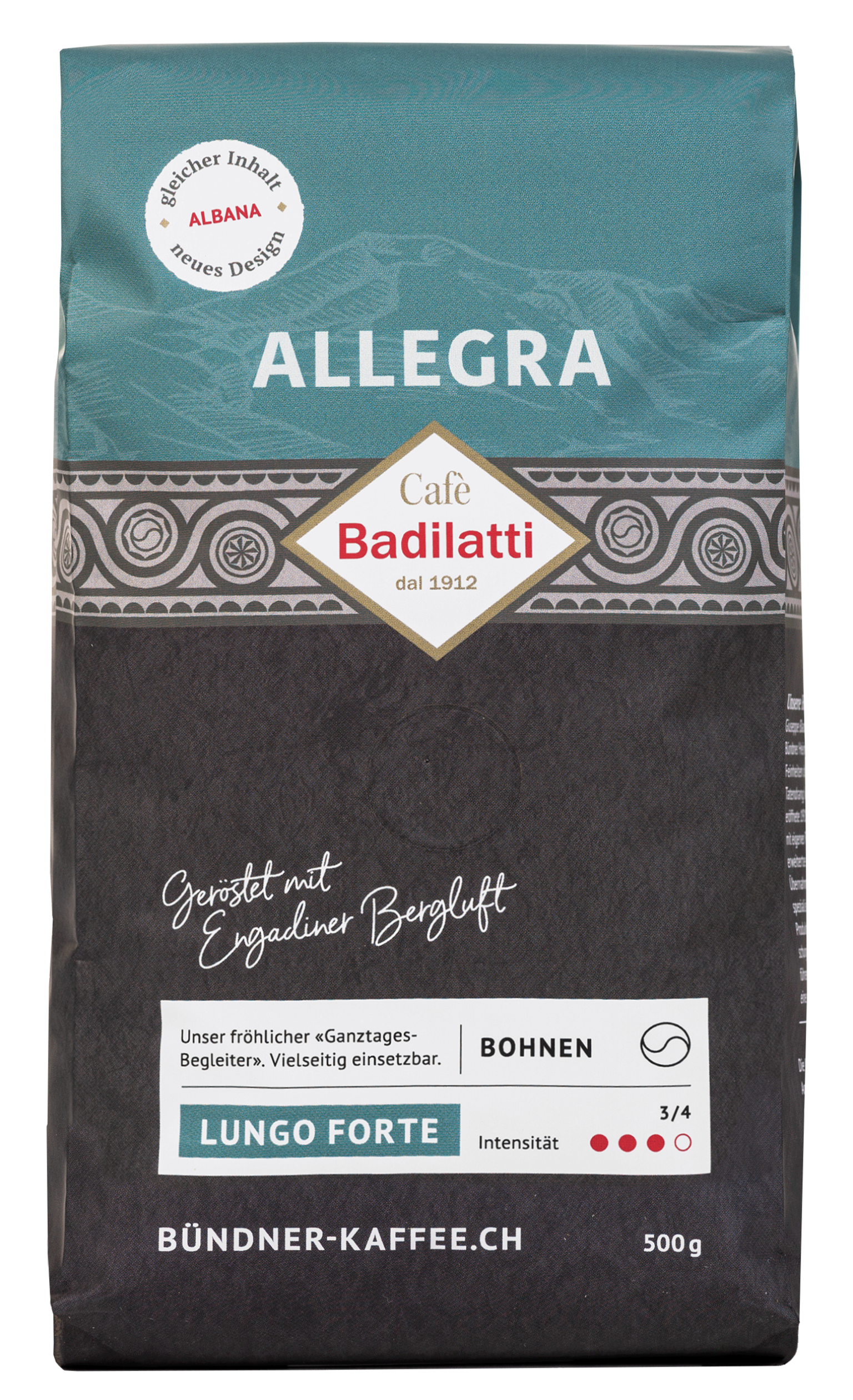 500g Allegra Kaffeebohnen von Cafè Badilatti.